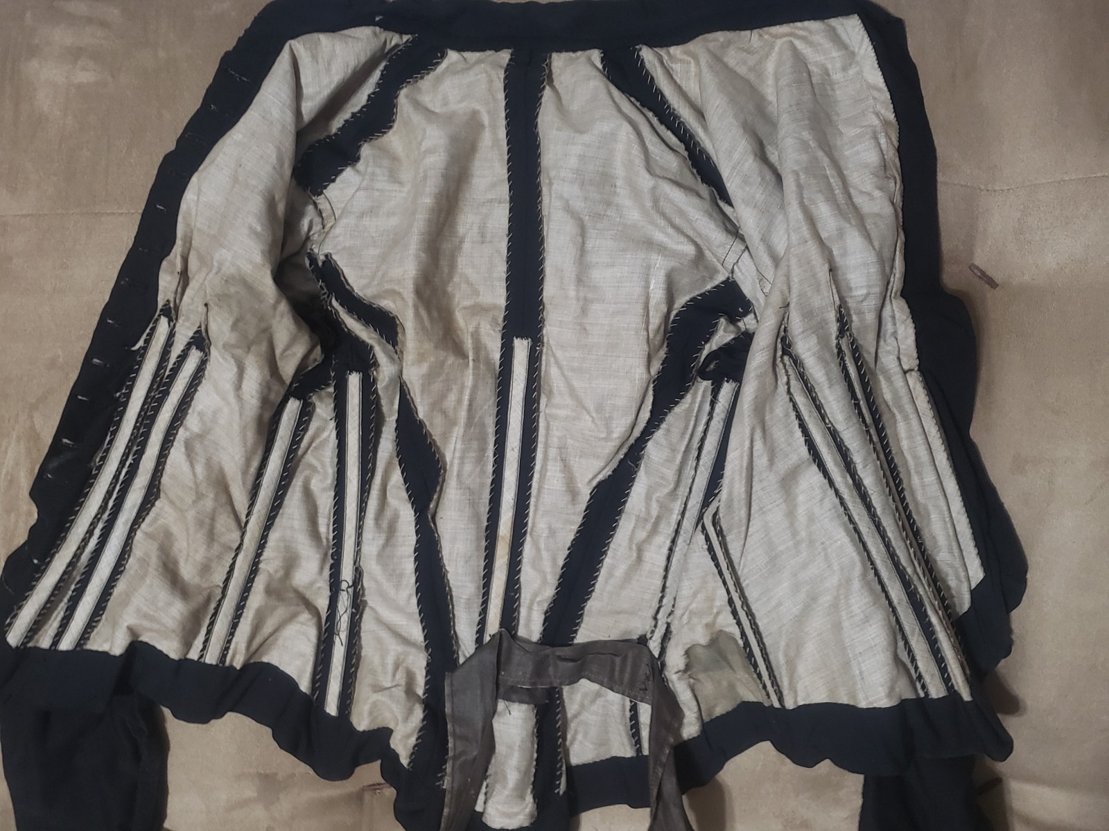 Authentic Antique 1870&rsquo;s Victorian Black Jacket Bodice Boned Small