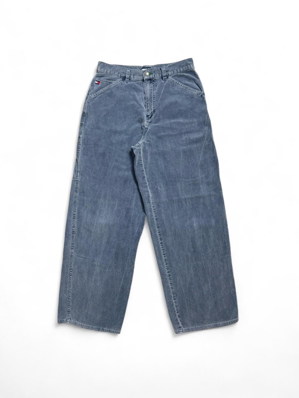 Y2K Tommy Hilfiger Powder Blue Corduroy Wide Leg Pants Size 28in Waist
