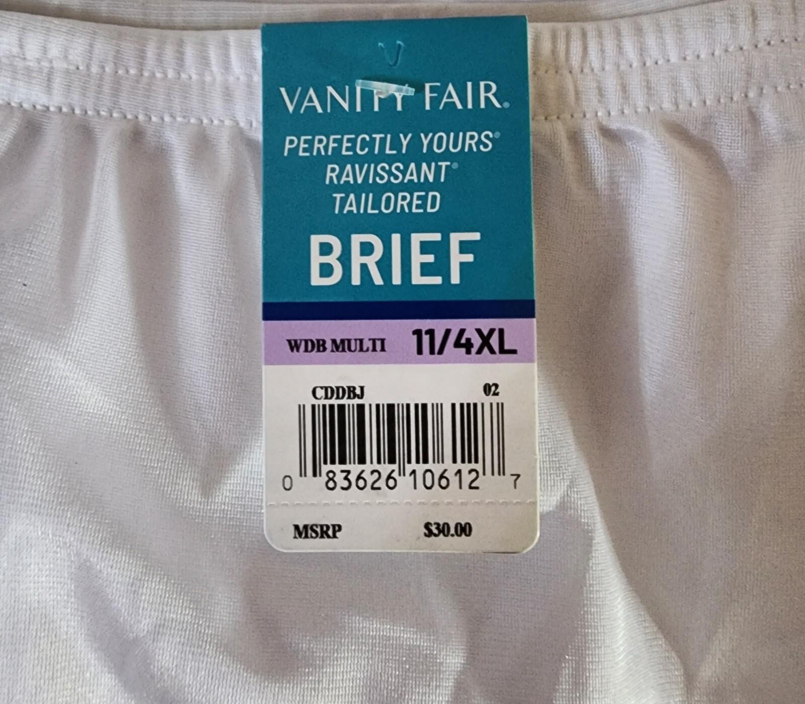 NWT Vanity Fair Size 11 / 4XL White Nylon Panty Brief Semi Sheer Cotton Lining