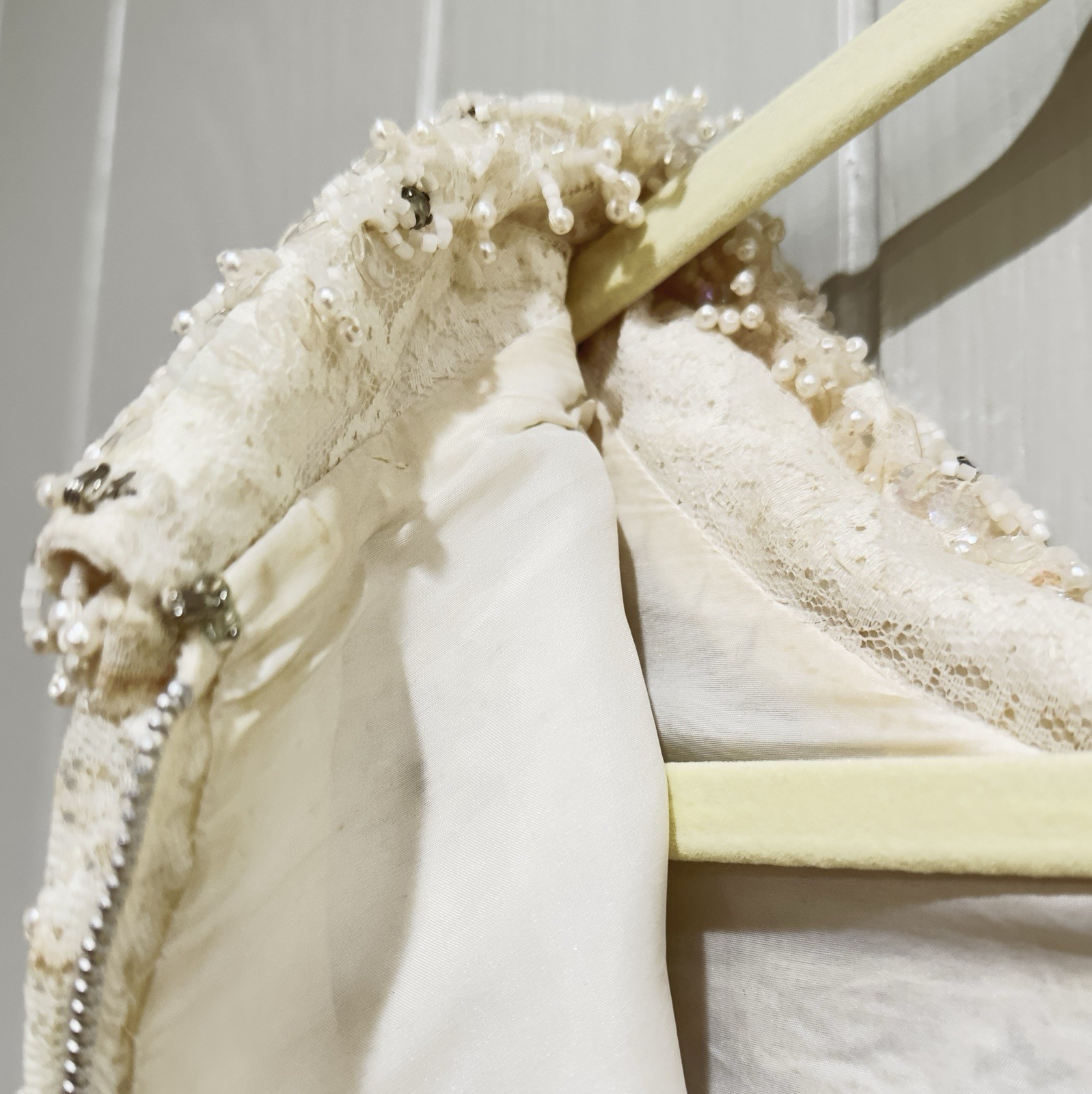 Rare 1959’s Hand Beaded Crystal Couture Shift Dress Ivory Bespoke Cocktail Mini