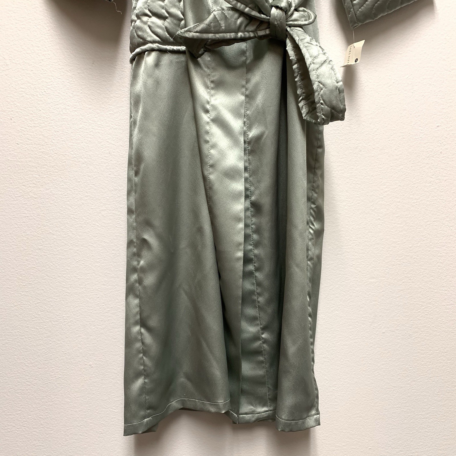Valentino Intimo Full Length Satin Robe Sz Medium Sage Green Vintage Belted NWT