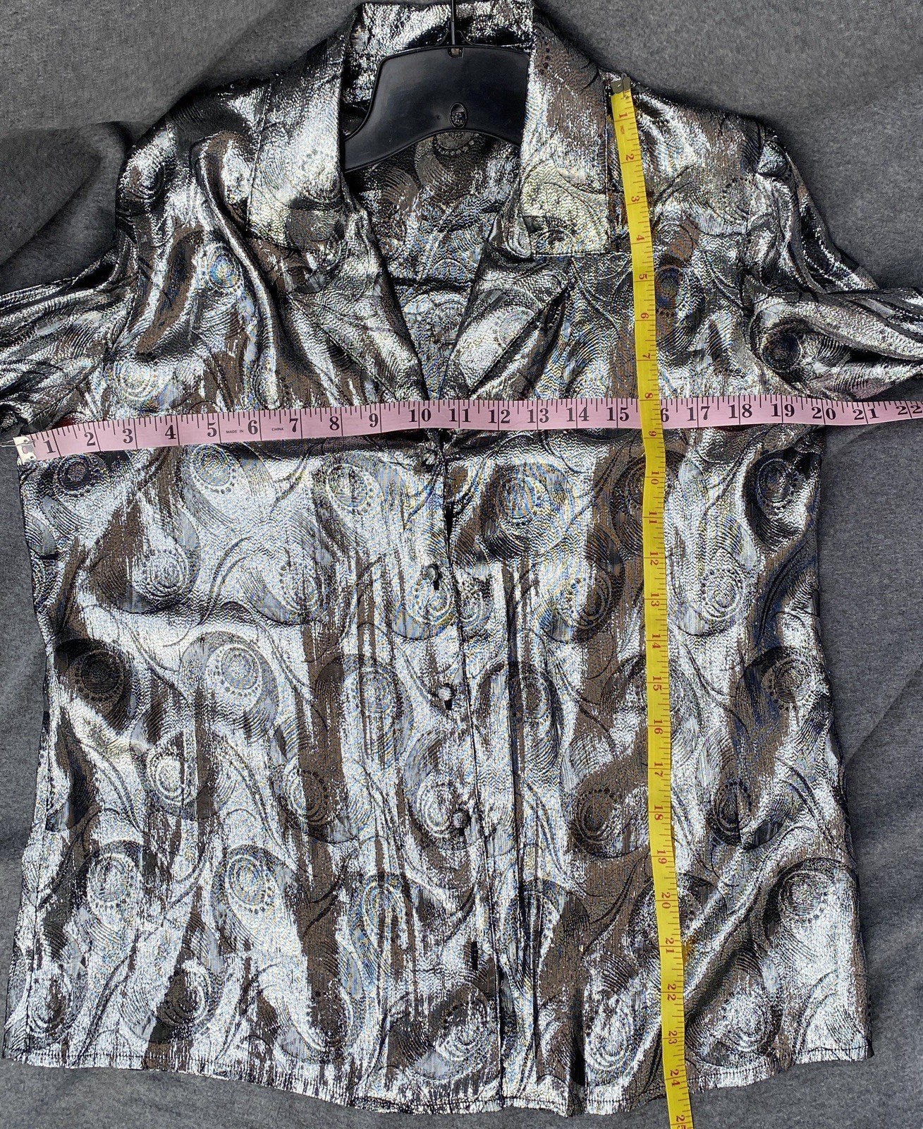 Vintage 80’s Metallic Silver Buttonup Lloyd Williams Size 8 Disco Glam Rock