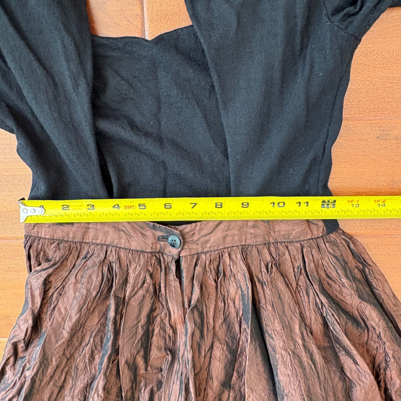Vintage Ricki Lang for Nuit Dress 12 Black Bronze Open Back Metallic ILGWU 80s