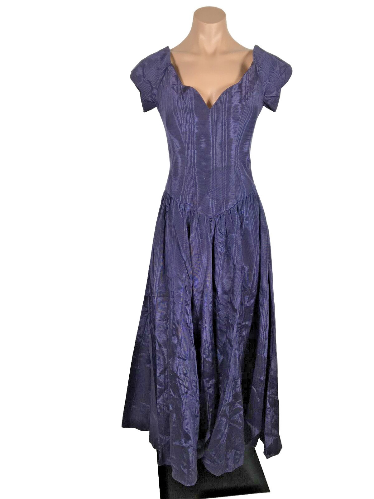 House Of Bianchi Boston VTG 60s Purple Off The Shoulder Barkcloth Gown Dress 4