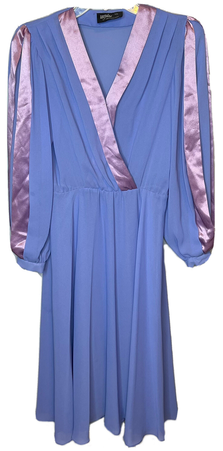vintage ursula of switzerland dress Size 5/6 Small Purple Long Sleeve MIDI