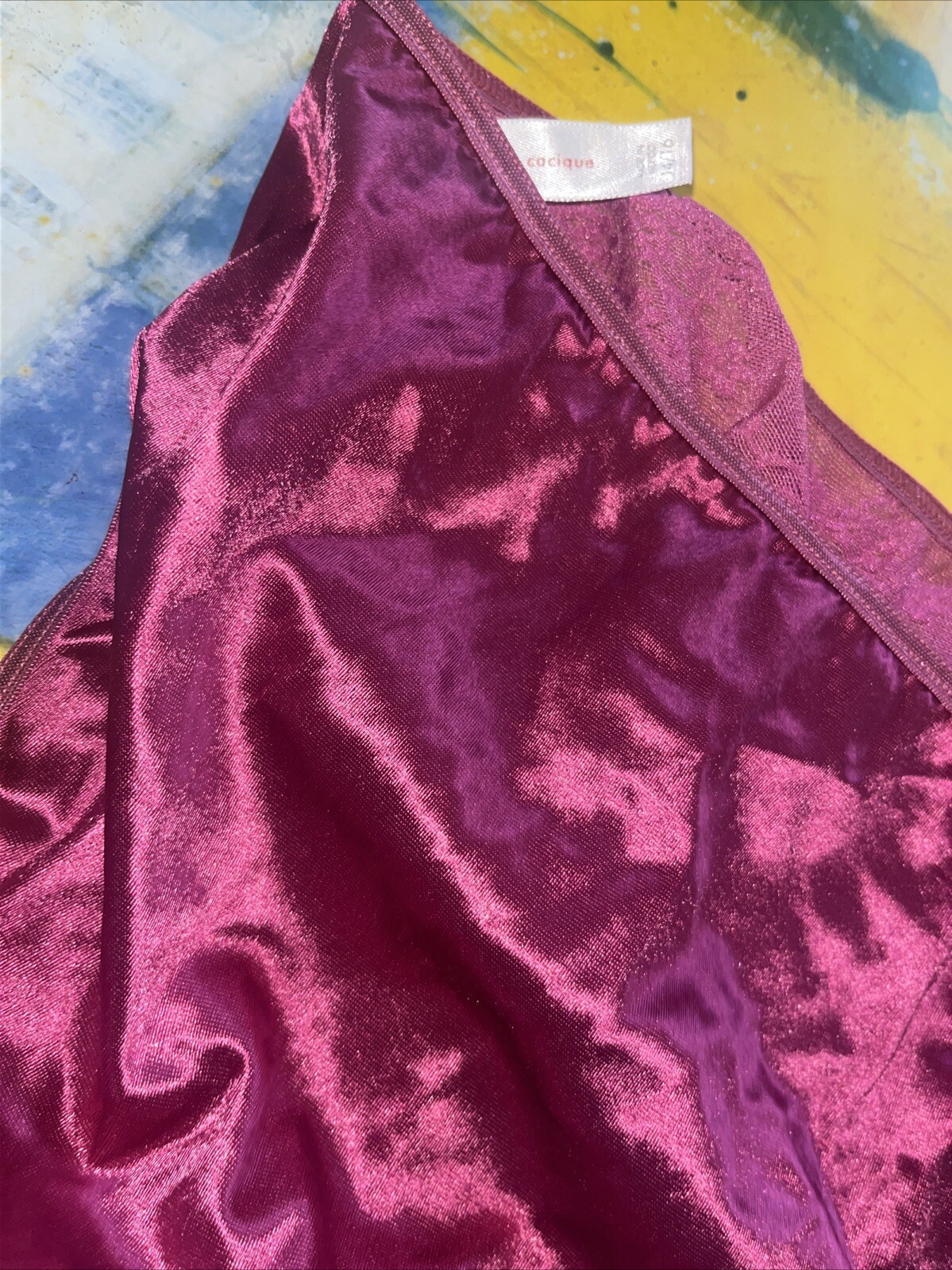 Vintage Lane Bryant Cacique 14/16 Second Skin High Leg Satin Lace Front Panty