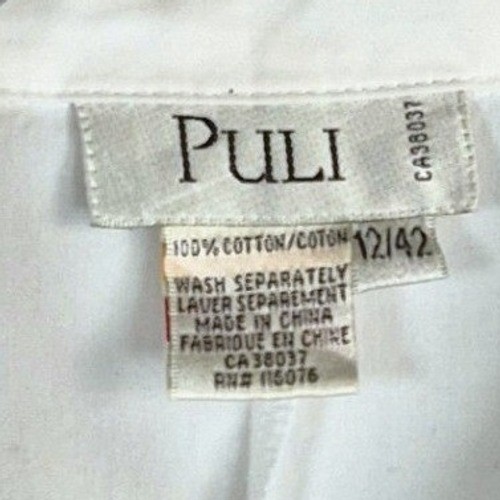 Vintage Puli white button down shirt floral embroidery women&rsquo;s 12