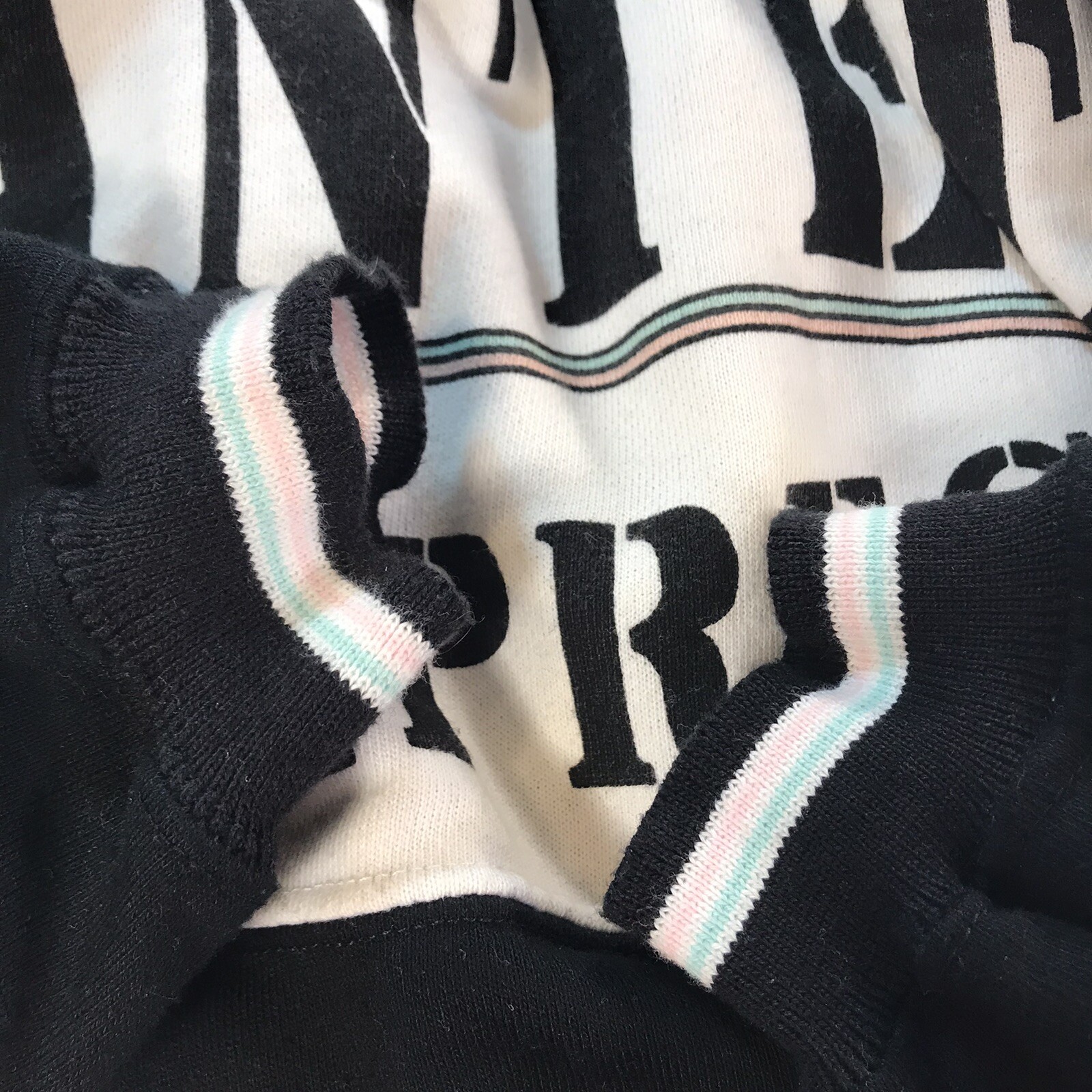 Y2K Vtg 80’s Retro 2 Button Color Block Hip Hop Sweatshirt Spell Out Sz L Korea