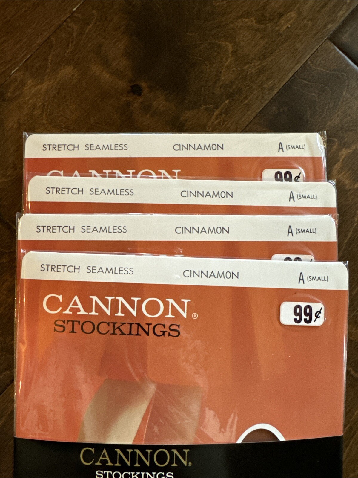 Vintage CANNON Stretch Seamless Nylon Stockings Cinnamon 100% Hosiery 4 Pack