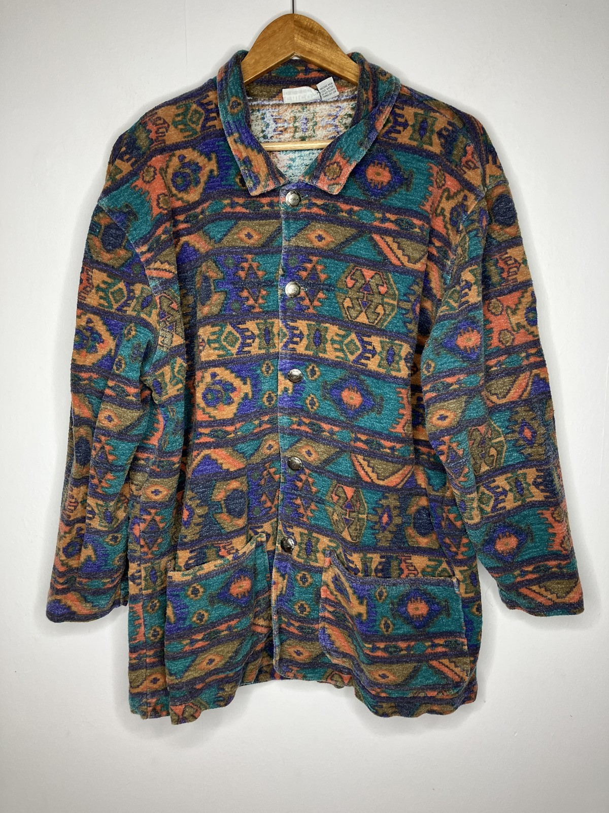 Vintage Chico&rsquo;s Design 90s One Size Southwestern Aztec Fleece Jacket Top