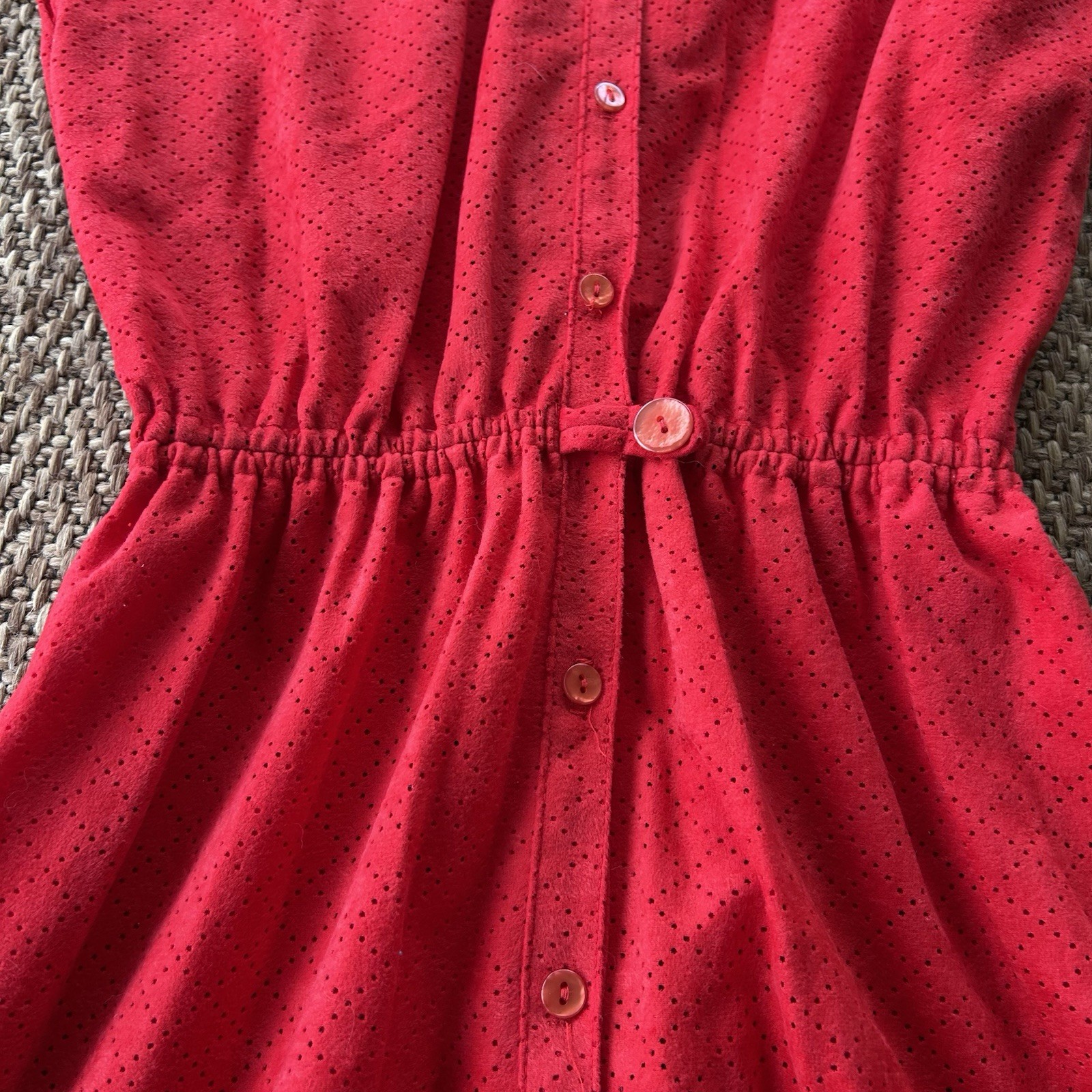 Vintage Germaine Red Button Down Dress Sz 10 Sleeveless READ DESCRIPTION Small