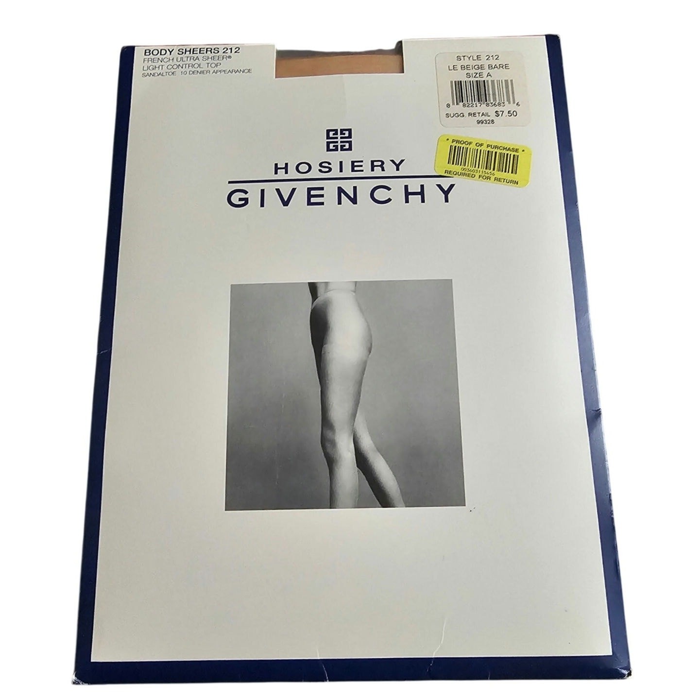VTG Givenchy hosiery Light Control Top Le Beige Bare Size A Style 212 NIB
