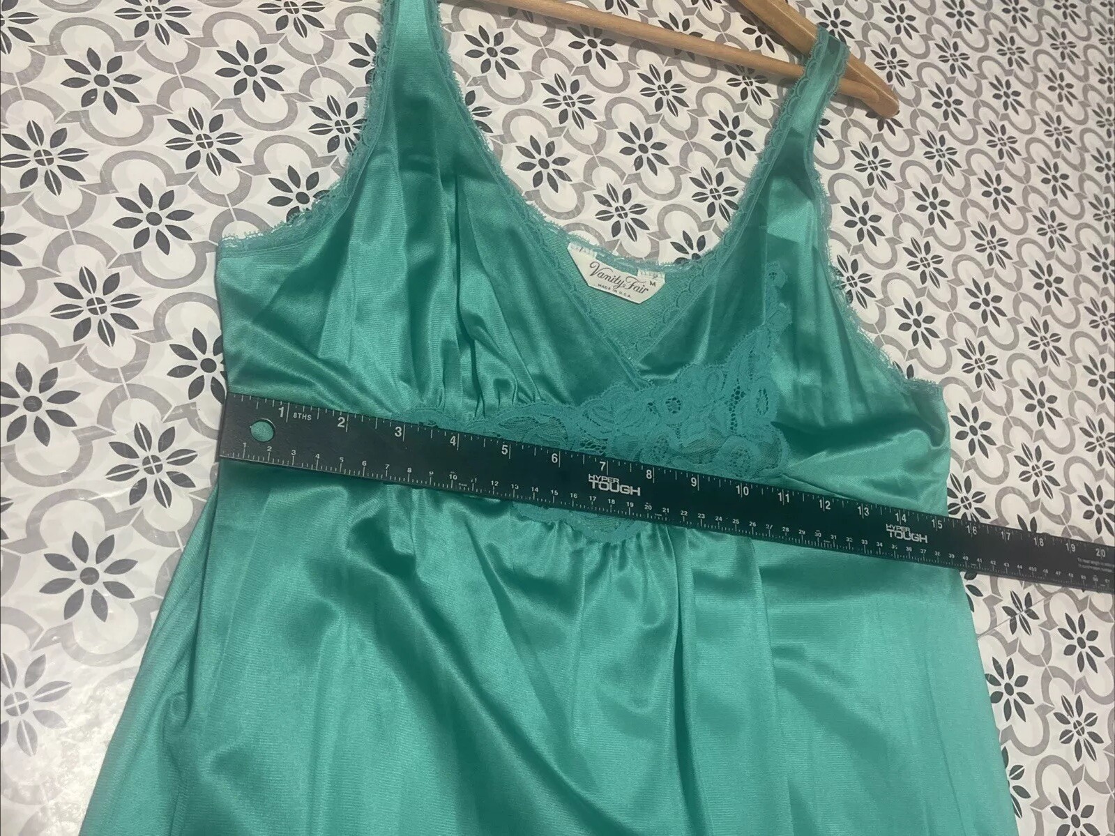 Vintage Vanity Fair Robe Peignoir Dressing Gown Womens M Flutter Teal Boudoir We