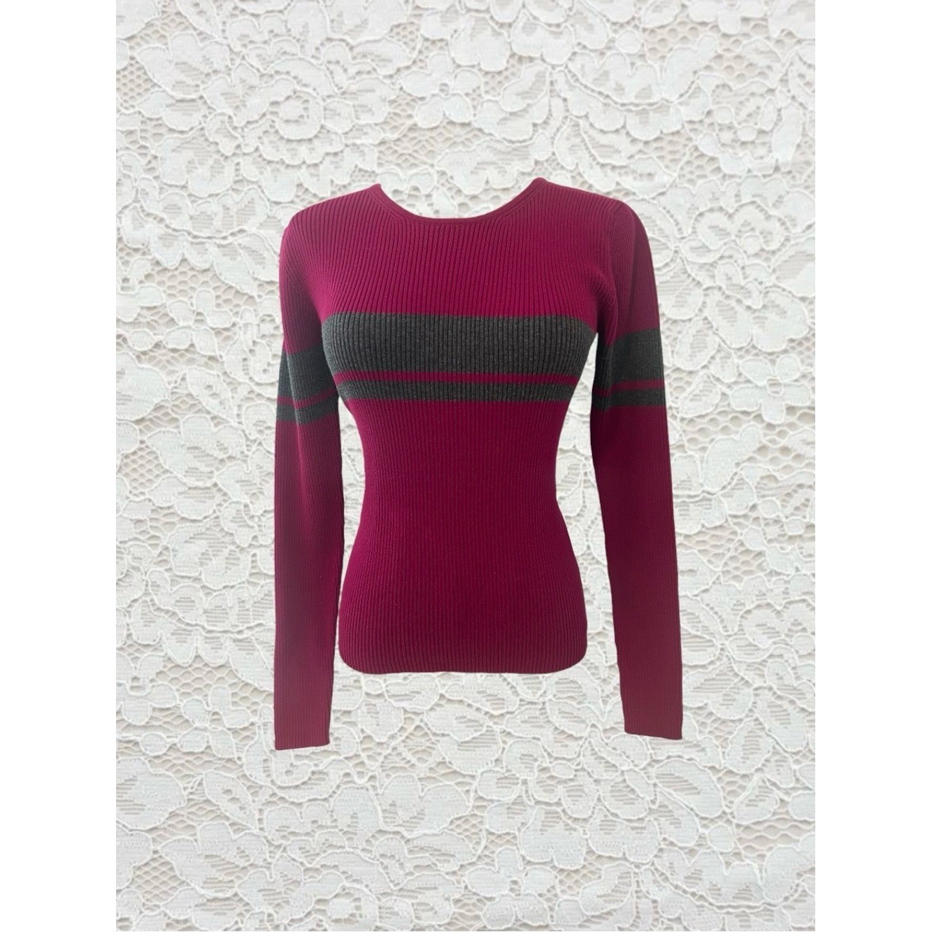vintage 90s gap red and grey striped long sleeve sweater