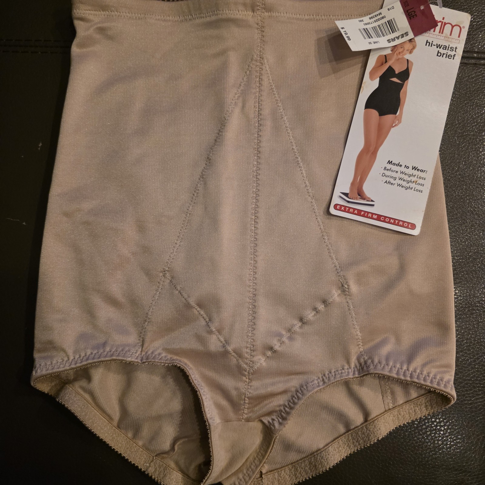 DIET TRIM Hi-Waist Cinching Brief Shapeware Extra Firm SEARS L LG BEIGE 29-30