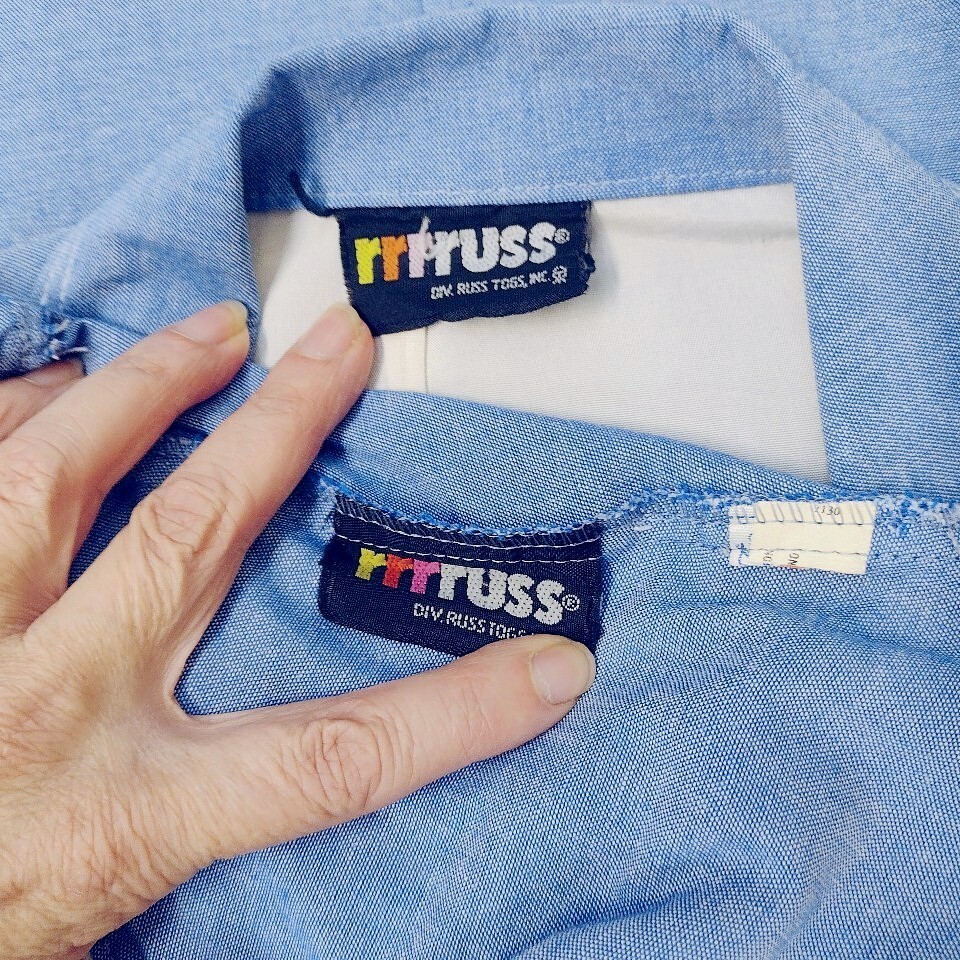 VTG RRRRuss Russ Togs Lightweight Cotton Blend Blue Blazer Skirt 2 Piece Set S