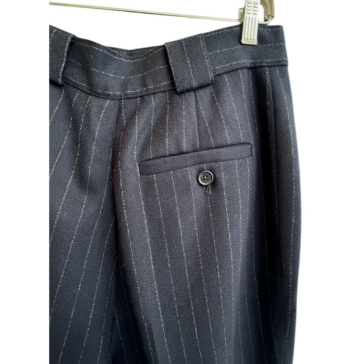 VTG Giorgio Sant&rsquo;Angelo 100% Wool Pinstripe Trousers Navy Blue 70s Academia sz 6