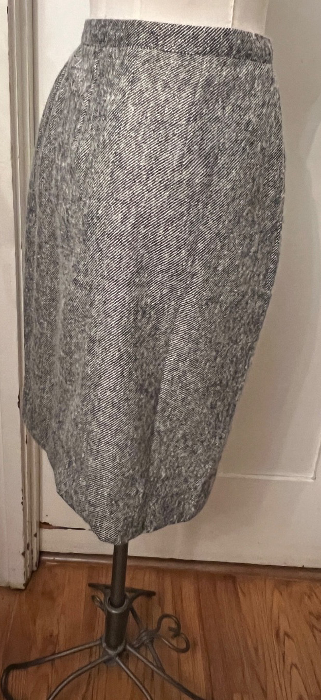 Vintage Ruth Matthews Design Tweed Wool Skirt Suit Black Brown Tan Grey Size 10
