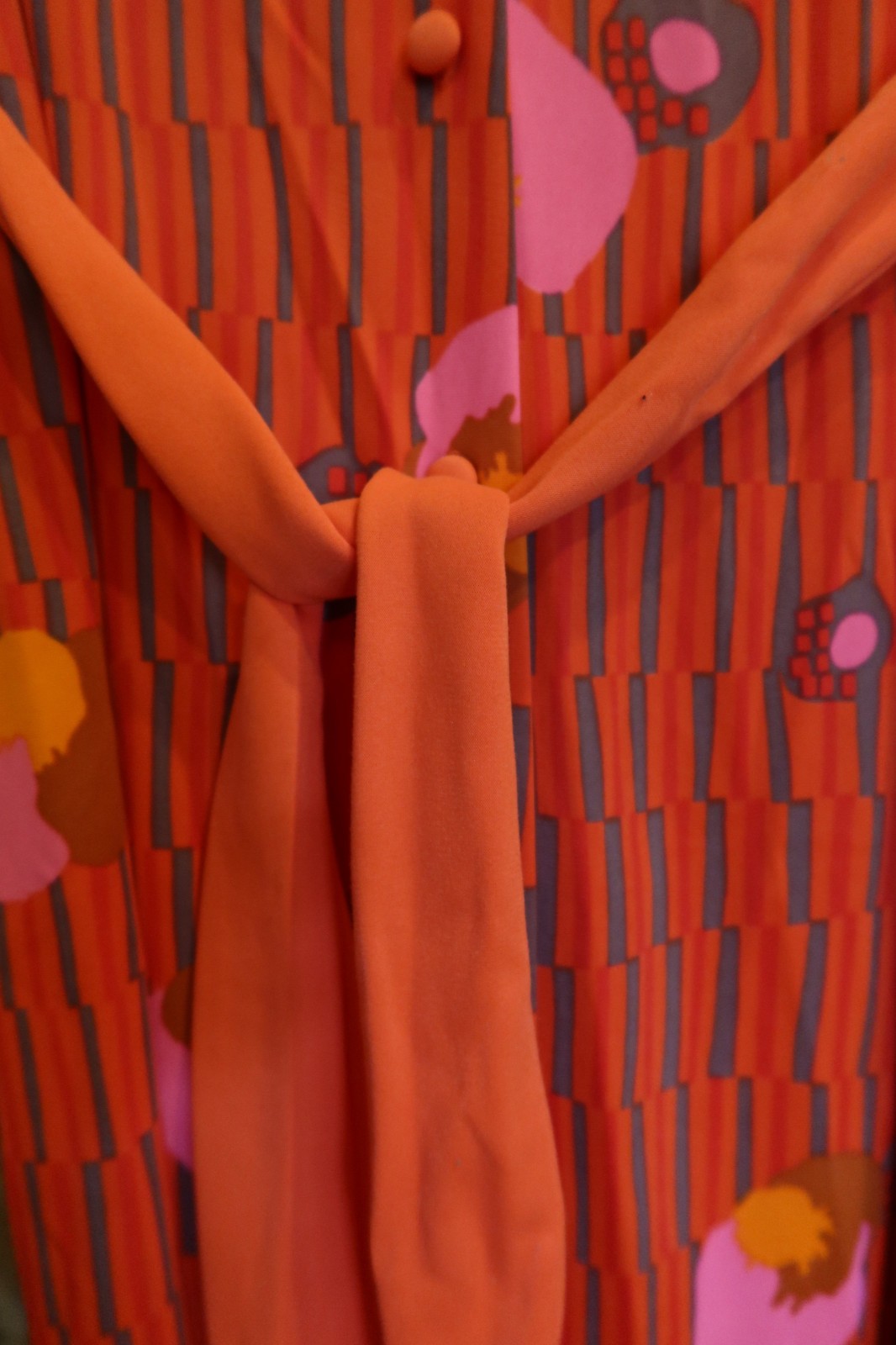 Vintage 70s E-Stewart USA Maxi Dress Orange Pink Psychedelic Pool Party M/L