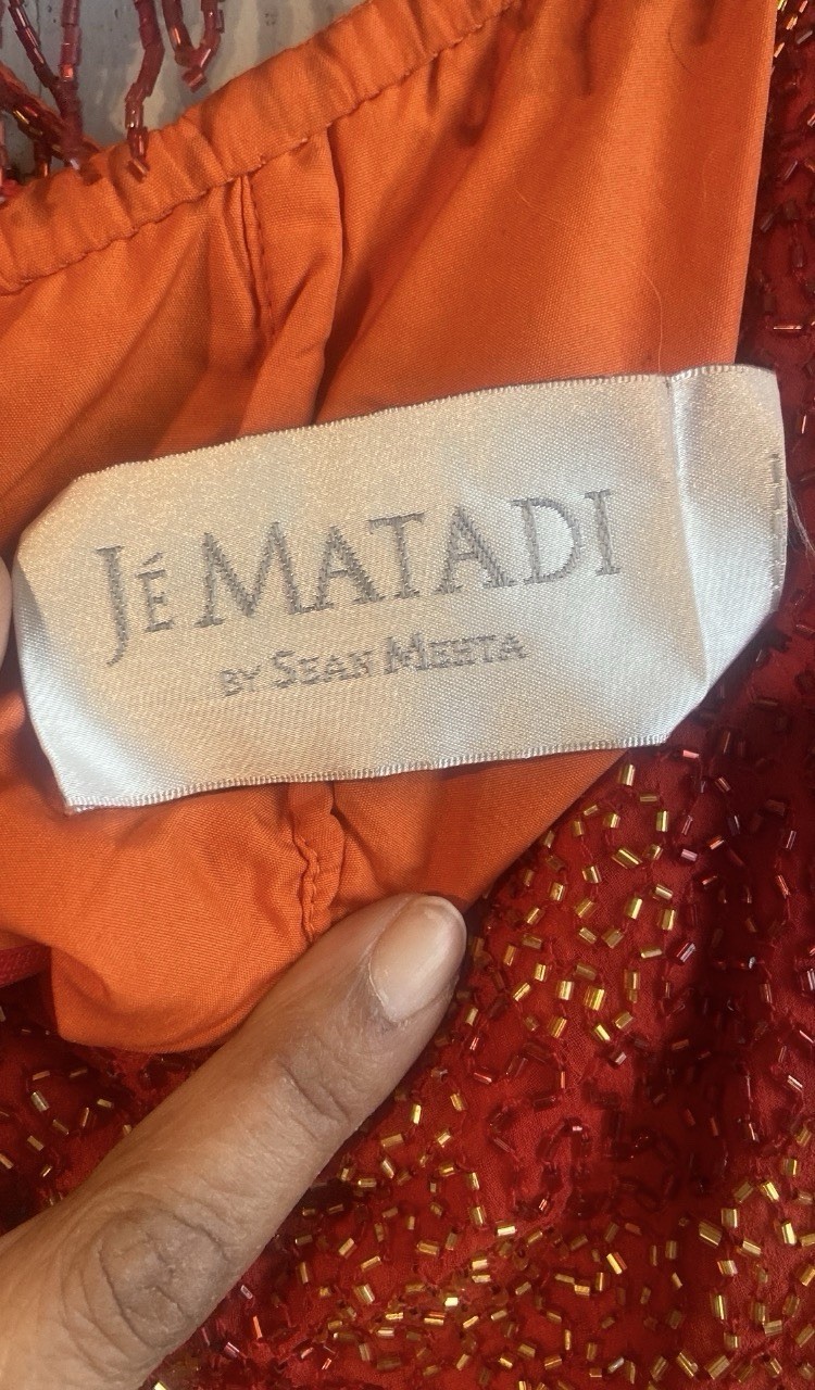 Vintage Jé Matadi by Sean Mehta Beaded Silk Gown Made in India XS Mint Condition