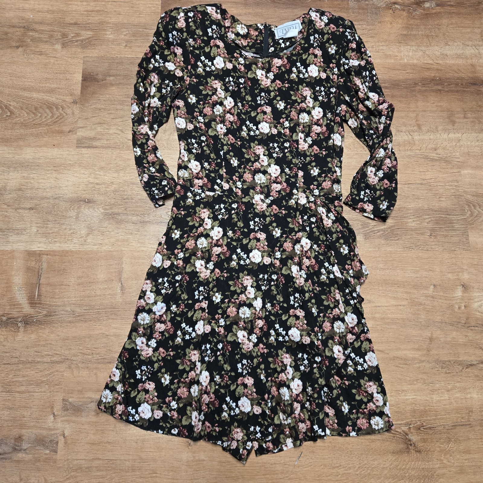 Vintage D.B.Y. Ltd. Elegant Floral Black Skort Romper Size 13