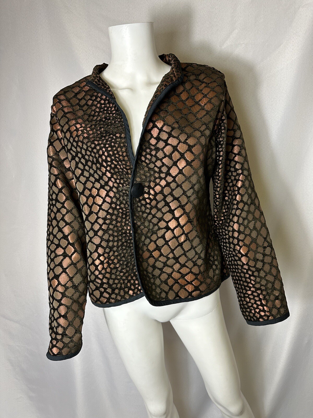 STUNNING VINTAGE REVERSIBLE BLAZER No Tag Pit To Pit 19 Blk & Copper