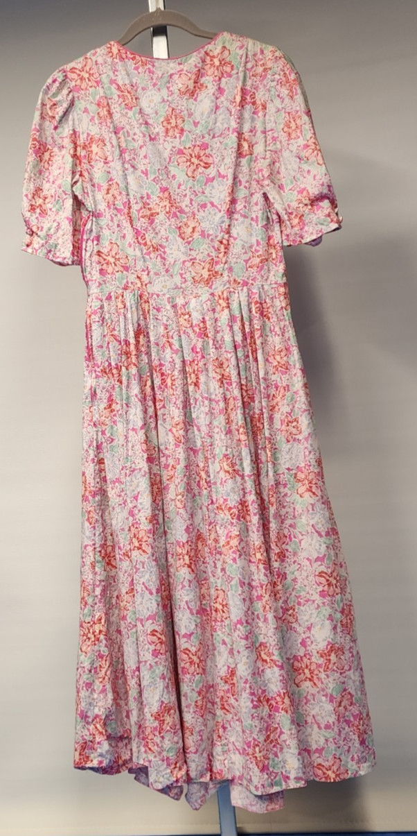 Vintage Laura Ashley Floral Cotton Prairie Midi Dress UK14 US12 Cottagecore GB