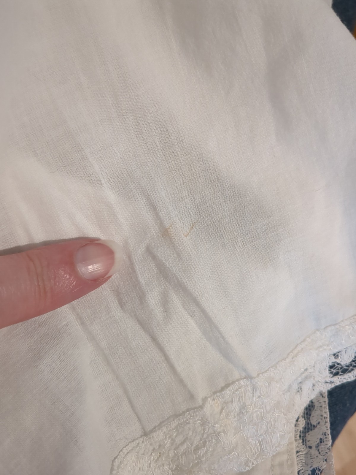 Vintage 40s 50s Pieced White Emb Cotton Blend Fabric Lace Full Slip Dress B36