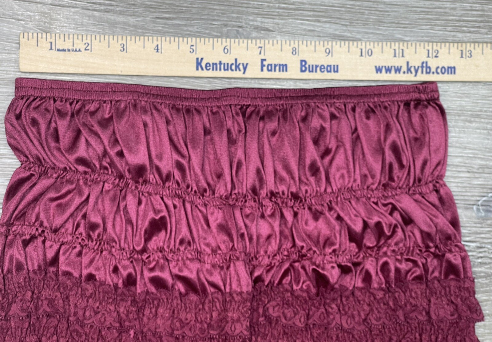 Vtg Nylon Ruffle Bloomer Knicker Panties NEW Large Malco Modes Silky Maroon NOS