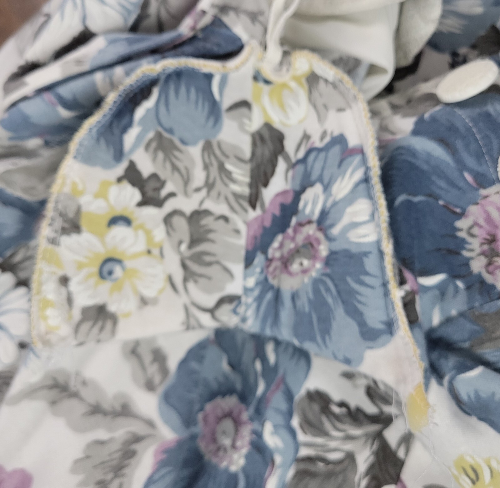 Vtg Stuart Alan Petites White/Blue/Purple Floral Blouson Knit Dress Size 8P
