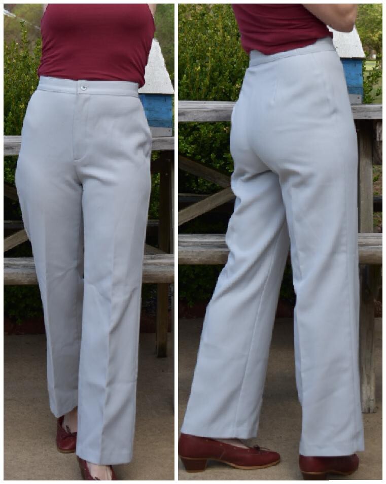 Vintage 70s Polyester Wide Legged Dress Pants Size 12 Jonathan Ltd. Gray