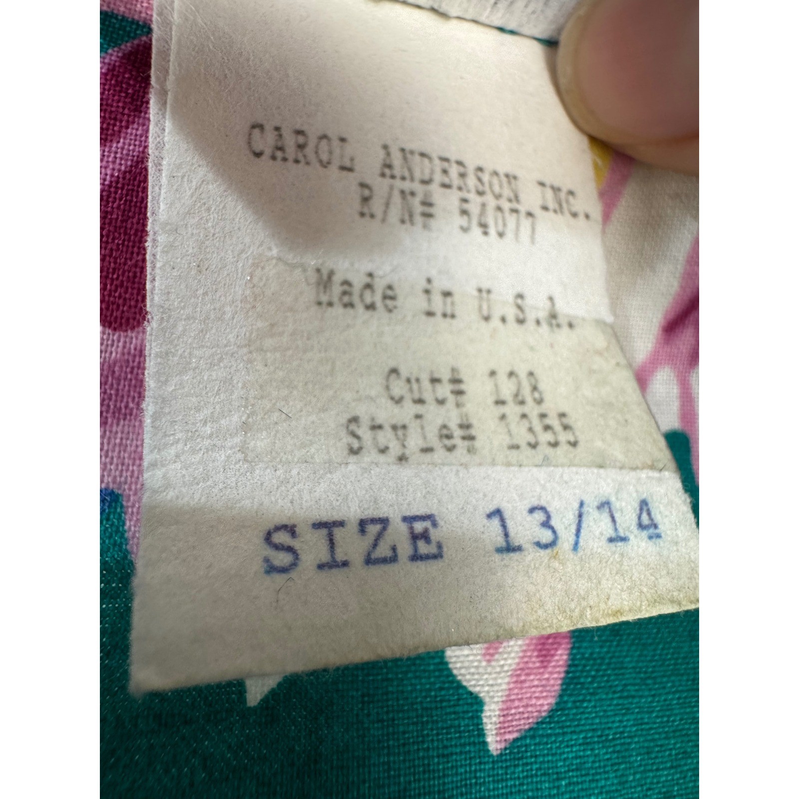 Carol Anderson California Vintage 90s Teal Green Floral Cotton Cottagecore Dress