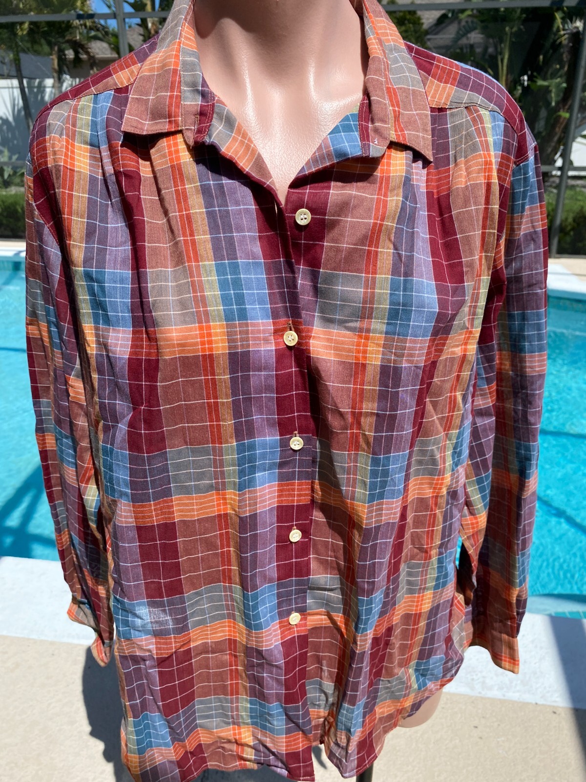 Vintage Levi&rsquo;s Plaid Sheer Long Sleeve Shirt Womens size 18 XL EUC Western