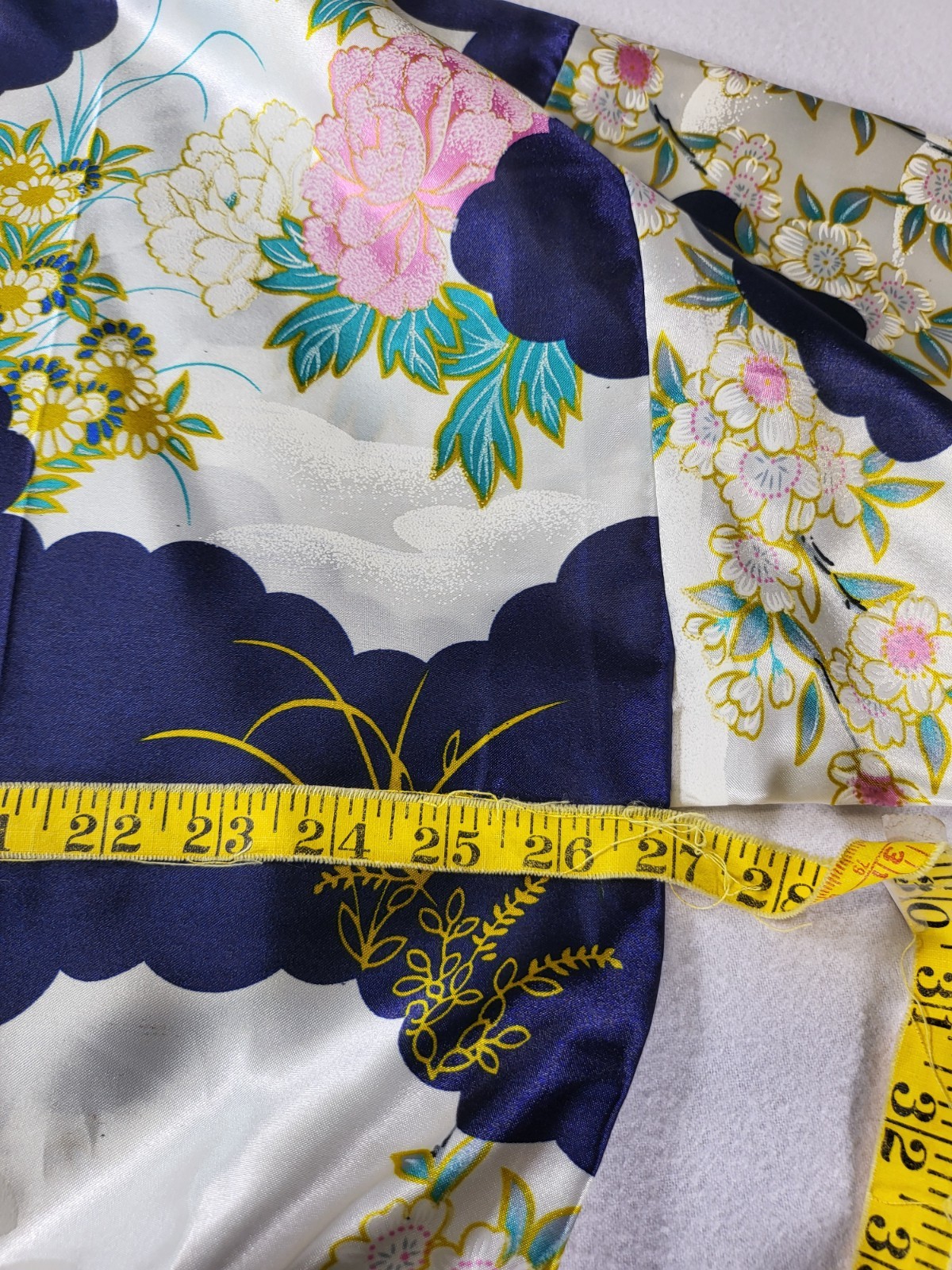 VTG Silver Dragon De Oriental Classic Blue Kimono Robe Geisha Womens XXL