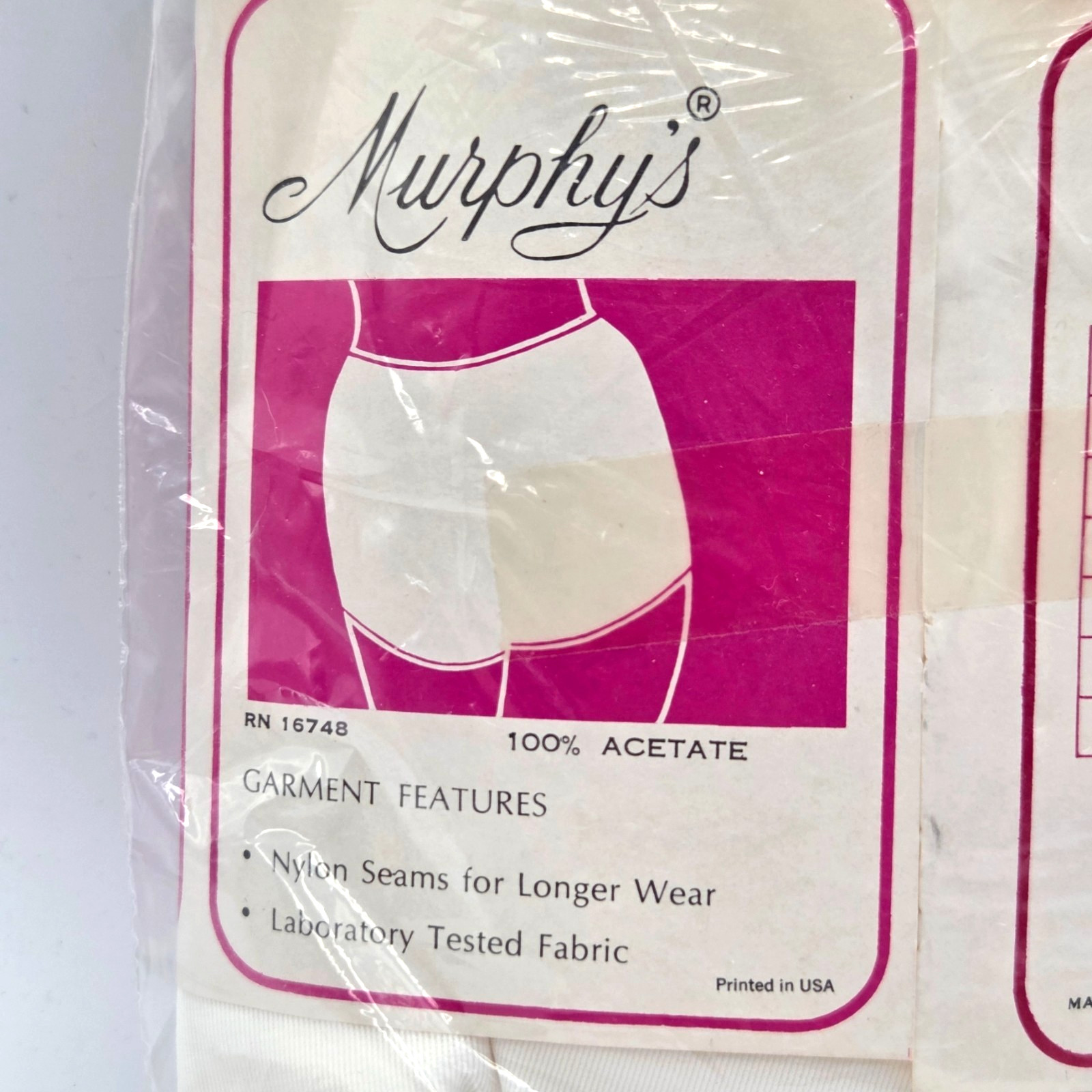 VINTAGE Women&rsquo;s MURPHY&rsquo;S Acetate Granny Panties Pure White Size 10 Hips 44 NEW