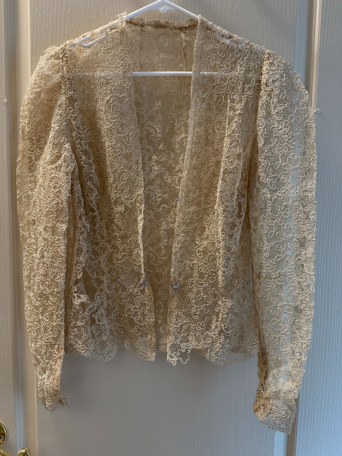 Antique Edwardian Soutache Lace Jacket, Very Fragile for Reclaiming, Rhinestone