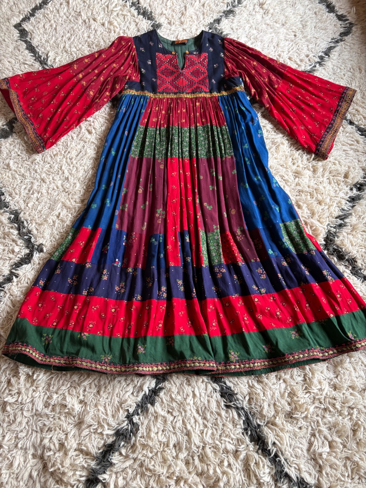 Vintage 1970s Afghani Patchwork Dress, Ashanti Bazaar