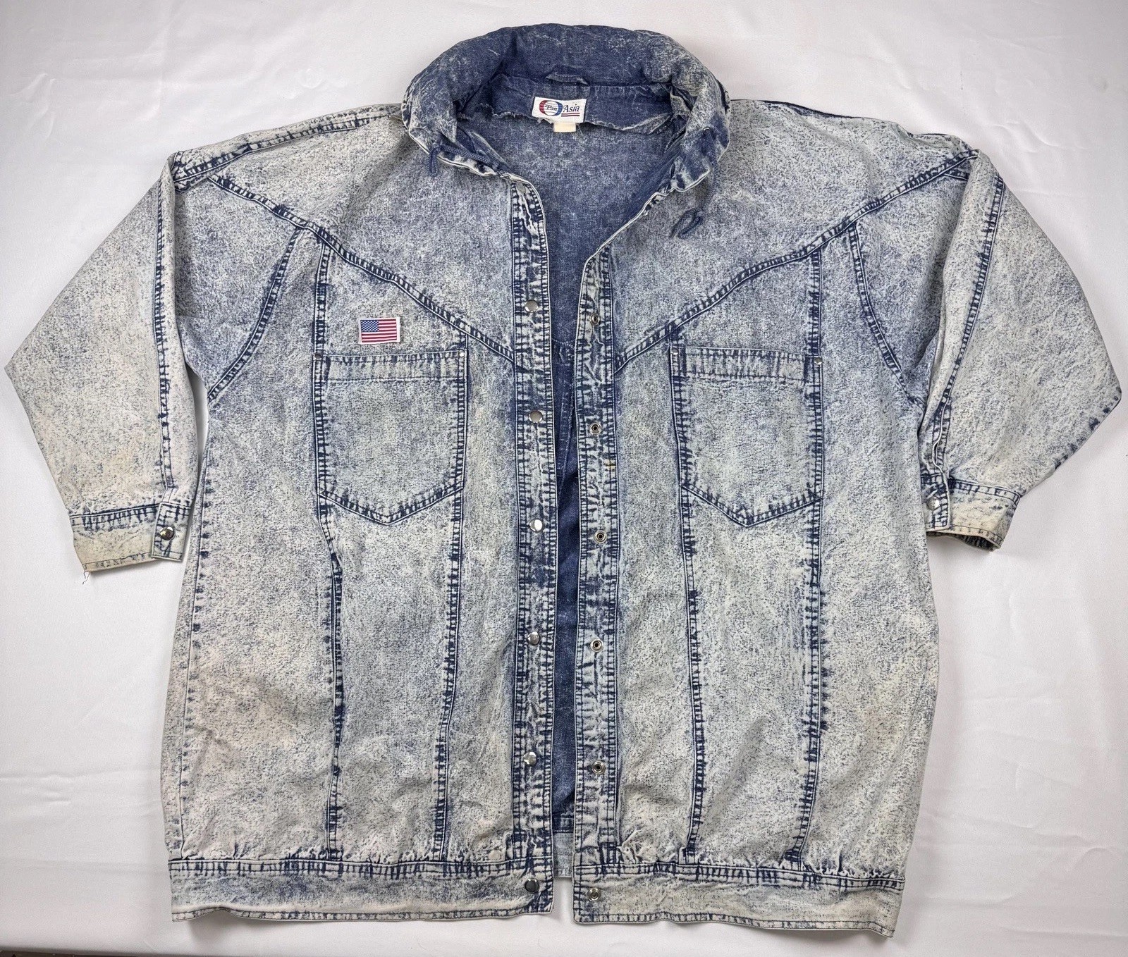 Vintage 80s Women’s Denim Jacket Acid Wash Size 20W Oversized Retro Pan Asia