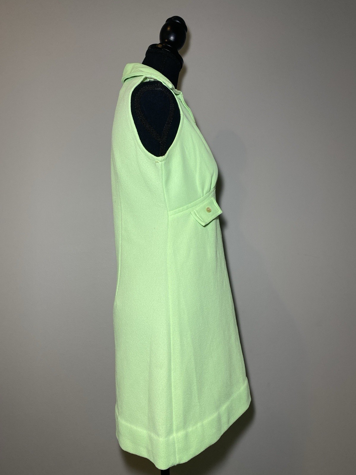 Vintage Homemade 70’s Lime Green Disco Go Go Sleeveless Short Dress Small
