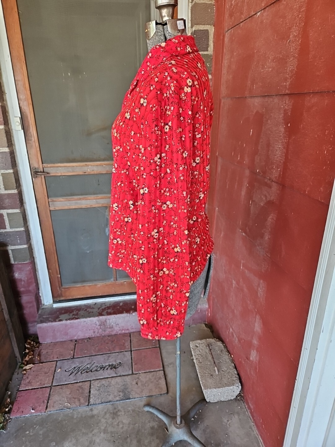 Vintage Graff Californiawear Red Button Shirt Blouse Peasant Medium
