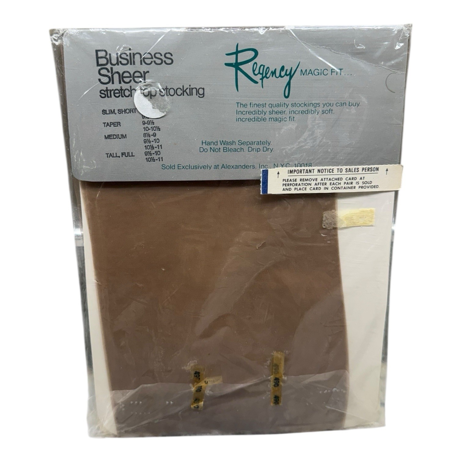 Regency Stretch Top Seamless Business Sheer Stockings Size 9 1/2-10 Taupe Tint
