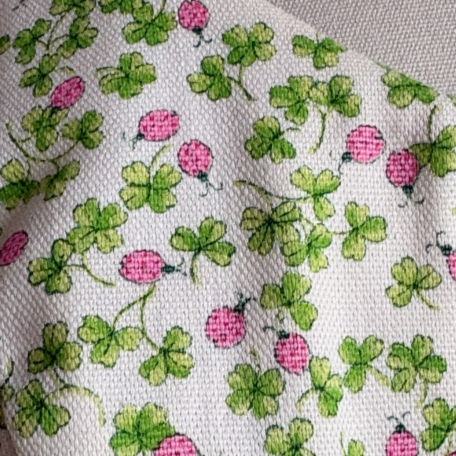 Vintage 1960’s Four Leaf Clover Shamrock & Pink Ladybug Bikini Halter Top XS