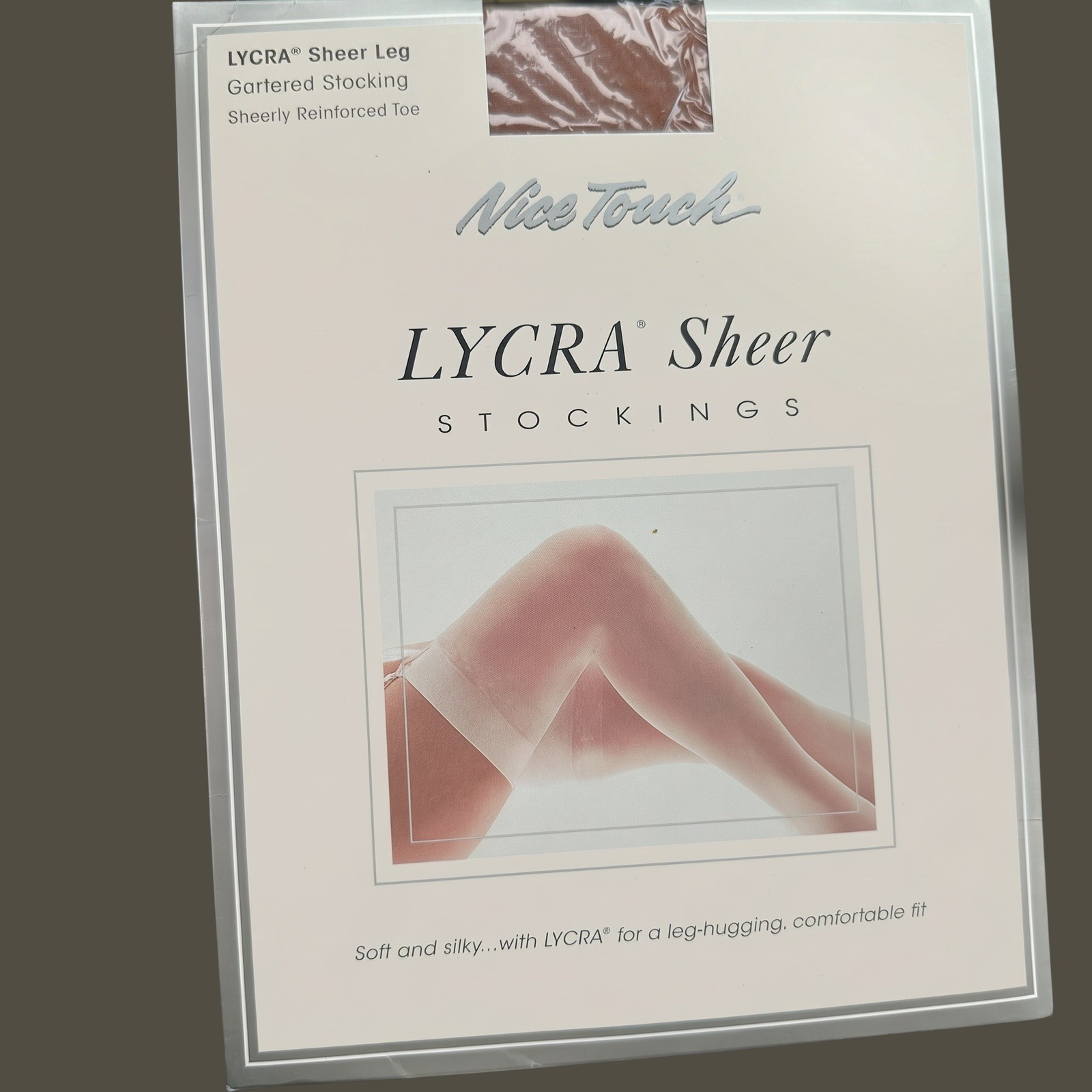 Sears Nice Touch Lycra Sheer Stockings Gartered Nylon Nude Thigh Hi Sz C Vtg