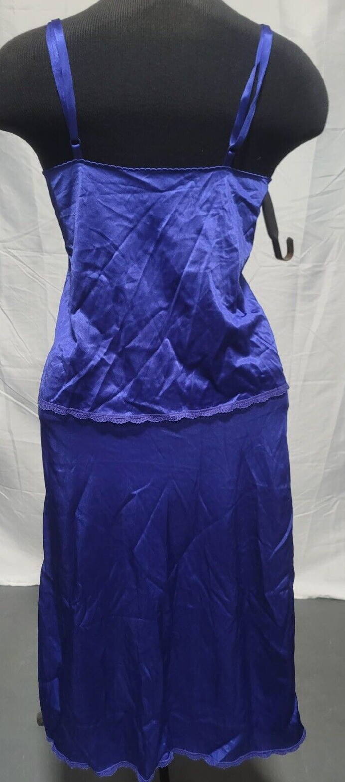 Vassarette Set Size 34 Navy Blue Camisole & Slip Nylon & Lace Made in USA Vtg
