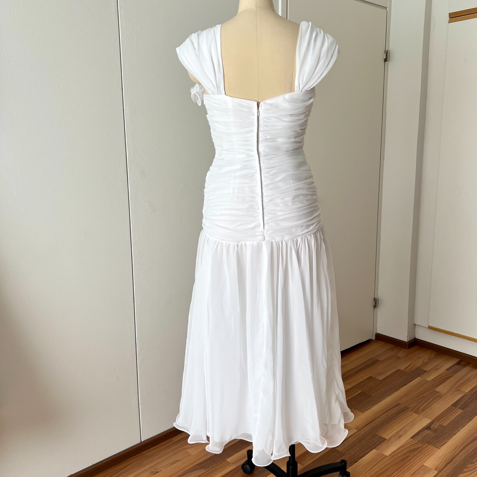 1980s JOHN CHARLES Minimalist Wedding Dress Drop Waist Bridal Fairytale Romantic