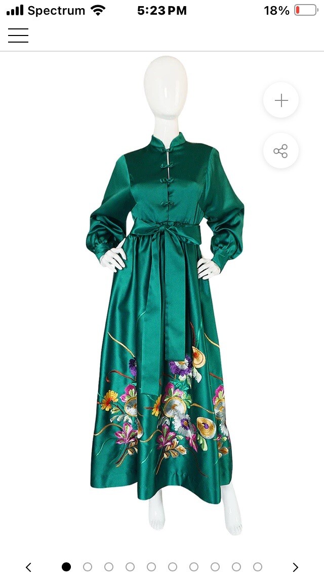 1960s Teal Green Emerald Embroidered Silk Dress Size 10 Charlottes-West Of Akron