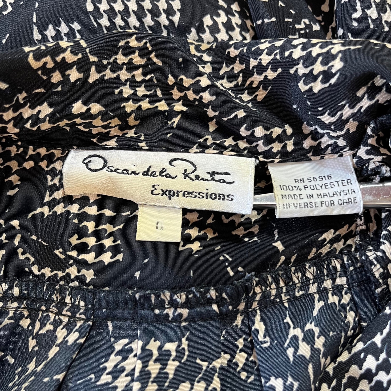 Oscar de la Renta Vintage Button Down Long Sleeve Blouse Size Large Black