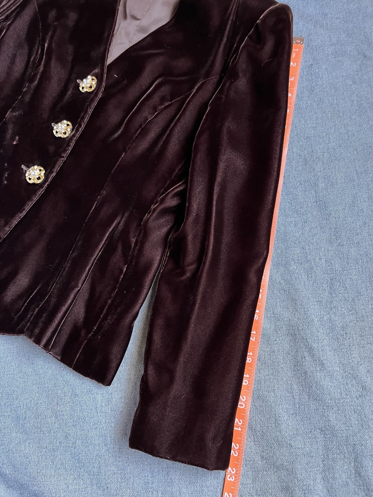 Vintage Burgundy/Brown Velvet 2 Piece Skirt Suit by De Royal Paris