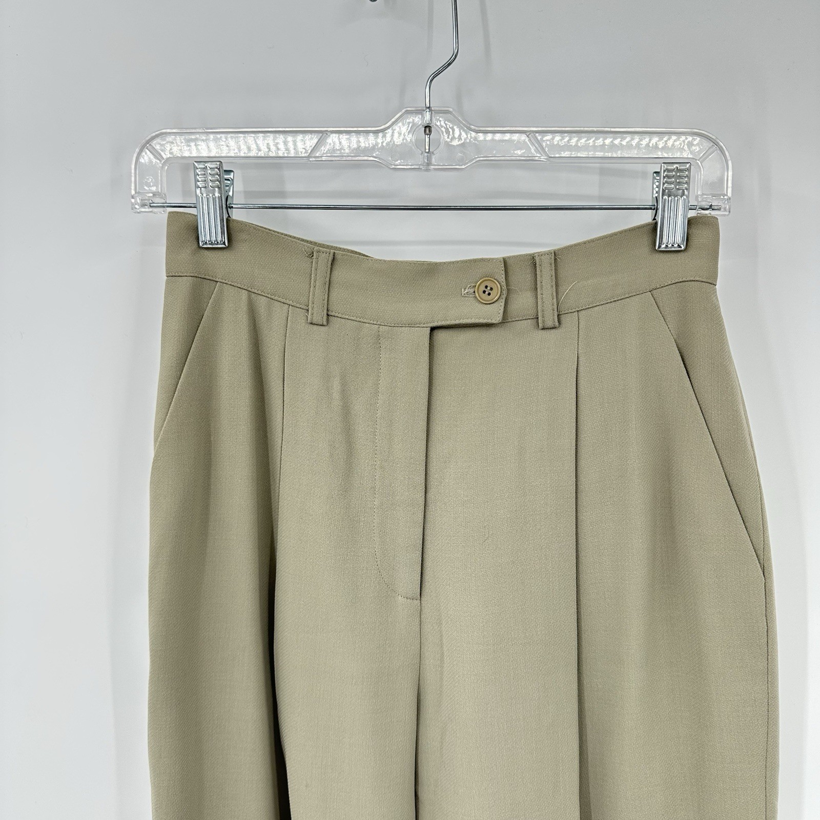 CALVIN KLEIN COLLECTION PANTS vintage 90s beige XS 0 2 pleated CBK era 100% wool