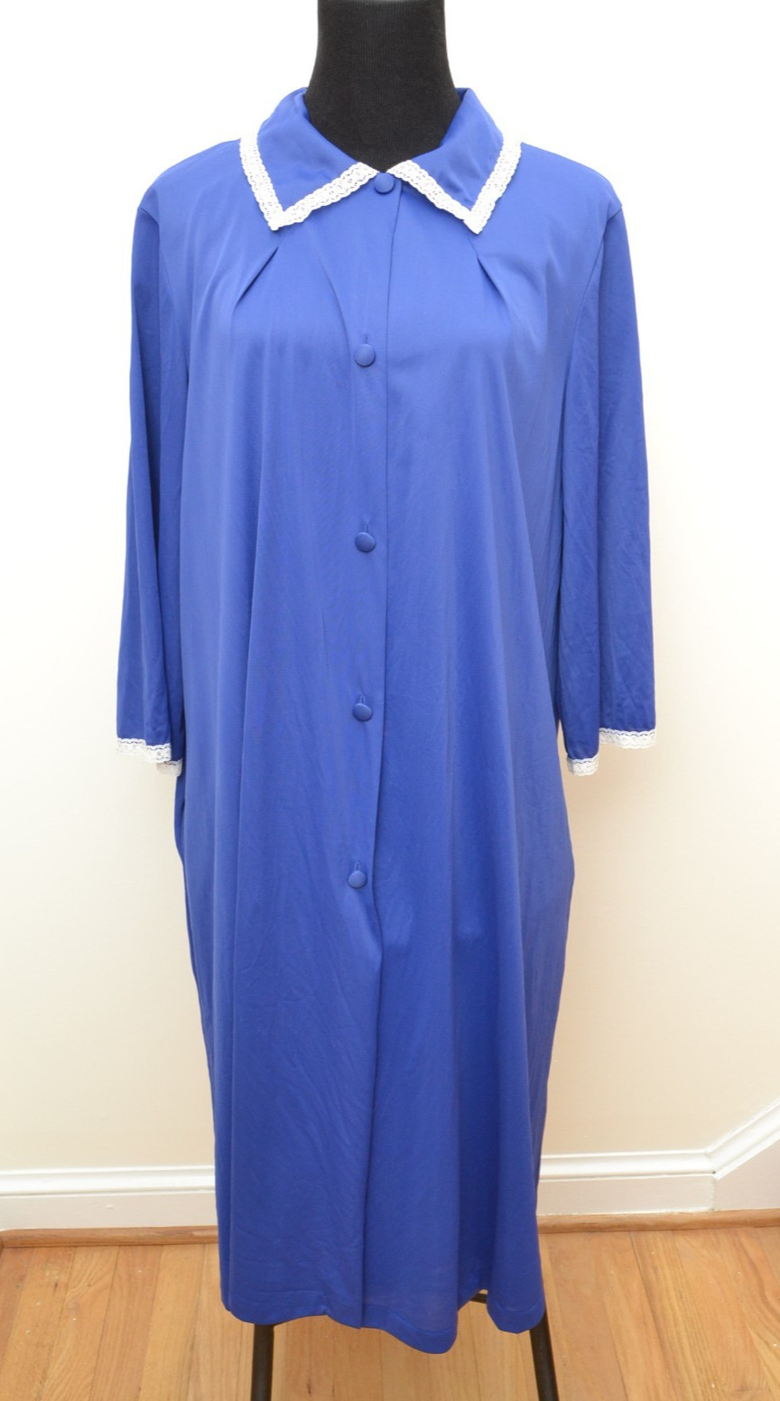 Vanity Fair Nightgown Set Robe & Gown Blue Sz 40 Nylon Antron III USA Made VTG